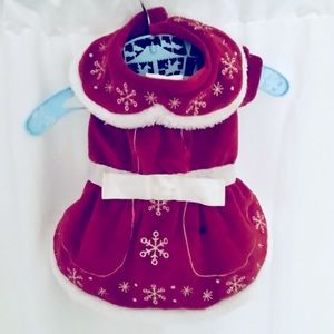 Dog red & white, winter dress/jacket Size S